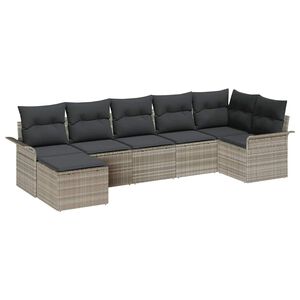vidaXL Ensemble de canap&eacute; de jardin 7 pc Gris clair polyrotin