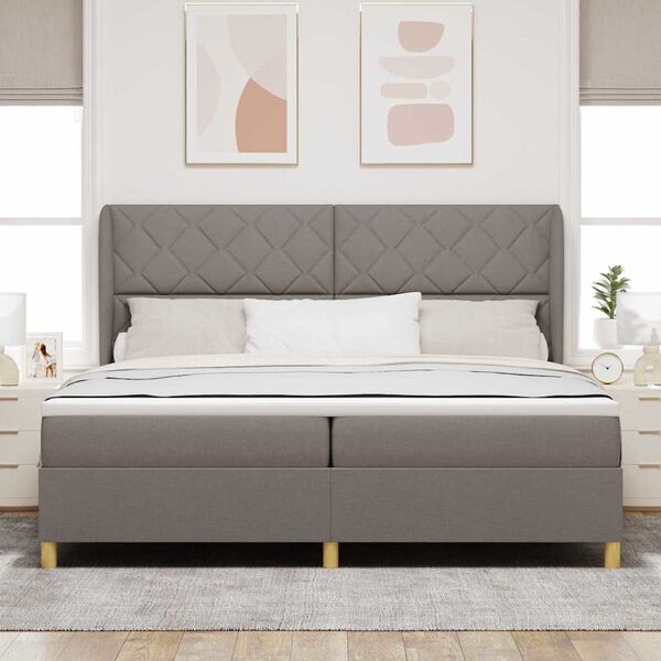 vidaXL Lit &agrave; ressorts avec matelas gris fonc&eacute; 90x190 cm Taupe tissu