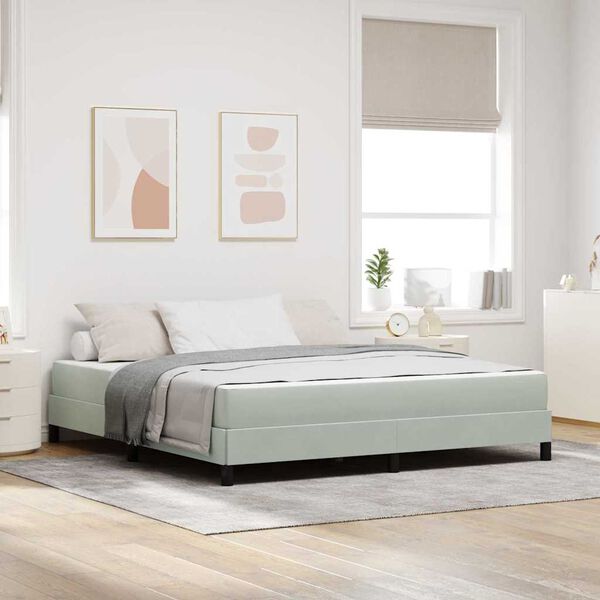 vidaXL Lit &agrave; ressorts avec matelas Gris clair 180 x 220 cm tissu