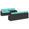 vidaXL Ensemble de canap&eacute; de jardin 7 pc Noir et Bleu polyrotin