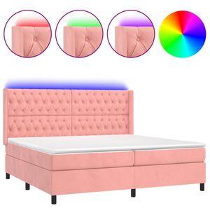 vidaXL Sommier &agrave; lattes de lit matelas et LED Rose 200x200 cm Velours