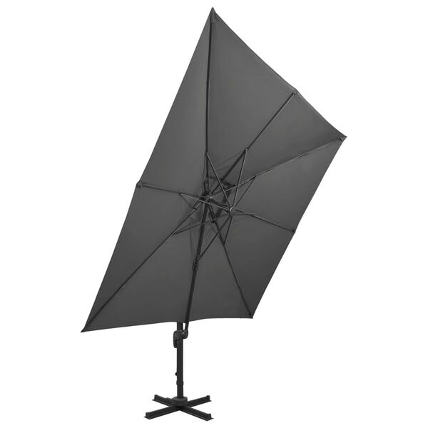 vidaXL Parasol de jardin en porte-à-faux avec double toit anthracite