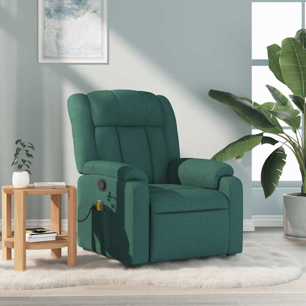 vidaXL Fauteuil de massage inclinable Vert fonc&eacute; Tissu