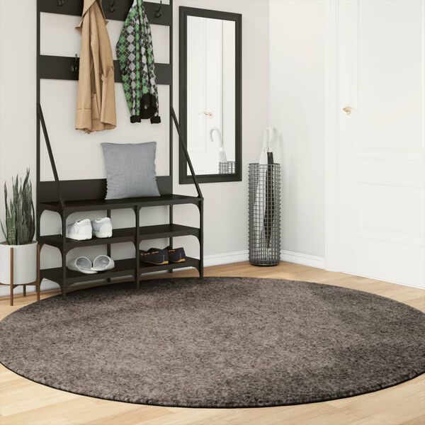 vidaXL Tapis ISTAN &agrave; poils longs aspect brillant gris &Oslash; 200 cm