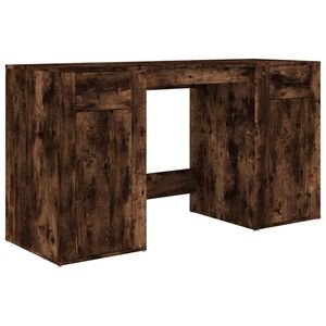 vidaXL Bureau avec armoire ch&ecirc;ne fum&eacute; bois d'ing&eacute;nierie