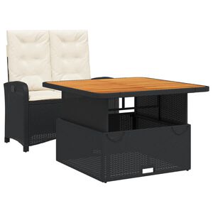 vidaXL Ensemble &agrave; manger de jardin coussins 2pcs noir r&eacute;sine tress&eacute;e