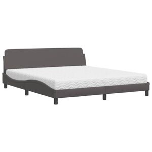 vidaXL Lit avec matelas Dover gris 180x200 cm similicuir