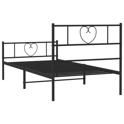 vidaXL Cadre de lit métal sans matelas avec pied de lit noir 90x190 cm