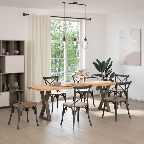 vidaXL Pieds de table &agrave; manger 2 pi&egrave;ces Acier naturel 60 x (72-73,3) cm Acier