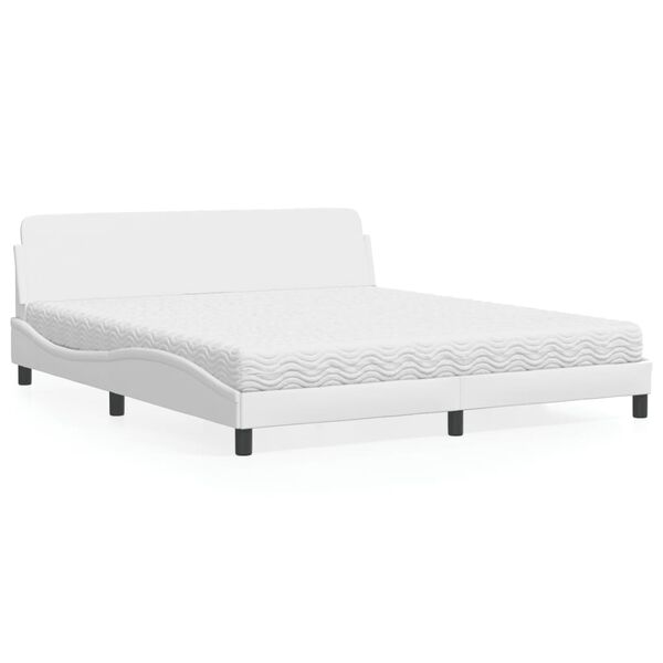 vidaXL Lit avec matelas Dover blanc 180x200 cm similicuir