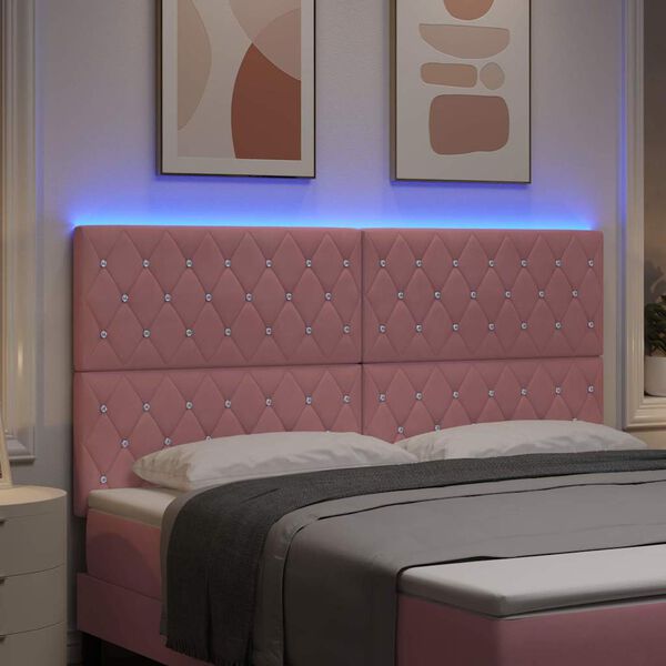vidaXL T&ecirc;te de lit LED avec des lumi&egrave;res &agrave; LED Rose 180 cm Polyester
