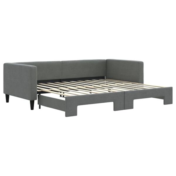 vidaXL Lit de jour avec gigogne sans matelas gris fonc&eacute; 90x200 cm