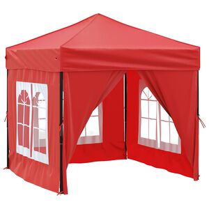 vidaXL Tente de r&eacute;ception pliable avec parois Rouge 2x2 m
