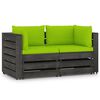 vidaXL Canap&eacute; de jardin 2 places avec coussins bois impr&eacute;gn&eacute; de gris