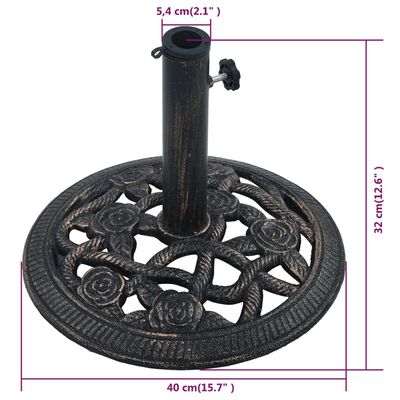 vidaXL Socle de parasol Noir et bronze 9 kg 40 cm Fonte