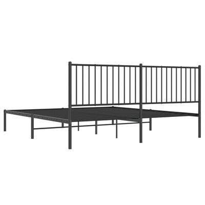 vidaXL Cadre de lit métal sans matelas et tête de lit noir 180x200 cm