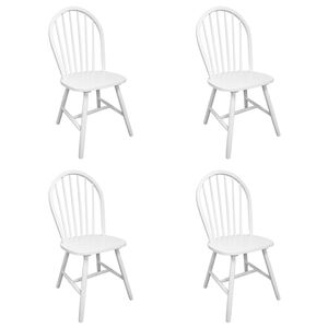 vidaXL Chaises &agrave; manger lot de 4 blanc bois d'h&eacute;v&eacute;a solide