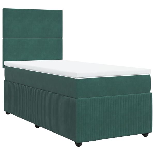 vidaXL Sommier &agrave; lattes de lit et matelas Vert fonc&eacute; 80x200 cm Velours