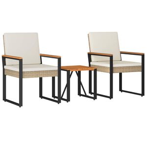 vidaXL Ensemble de meubles d'ext&eacute;rieur 3 pcs Beige et blanc cr&egrave;me