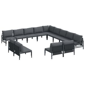 vidaXL Ensemble de canap&eacute; de jardin 13 pc Noir Acier