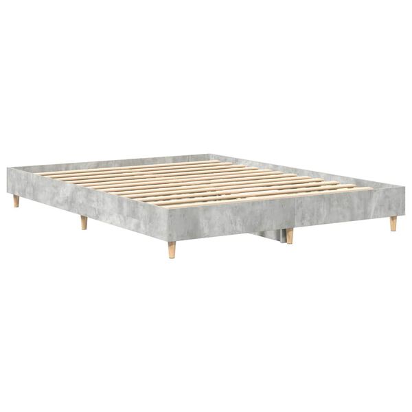 vidaXL Cadre de lit sans matelas gris b&eacute;ton 150x200 cm bois ing&eacute;nierie
