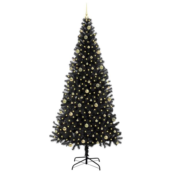 vidaXL Sapin de No&euml;l avec 300 LED avec support Noir 240 cm PVC