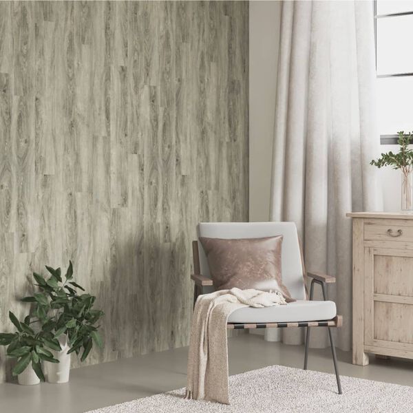 vidaXL Panneaux muraux Aspect bois Gris PVC 2,06 m&sup2;
