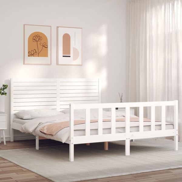 vidaXL Cadre de lit sans matelas blanc 160x200 cm bois de pin massif