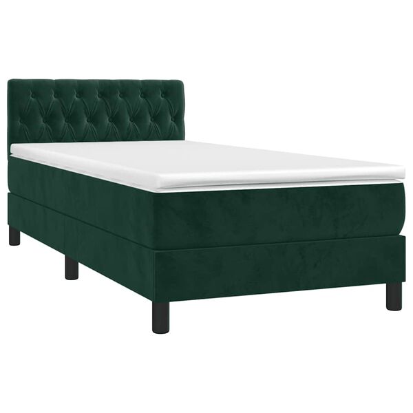 vidaXL Sommier &agrave; lattes de lit avec matelas et LED Vert fonc&eacute; 80x200cm