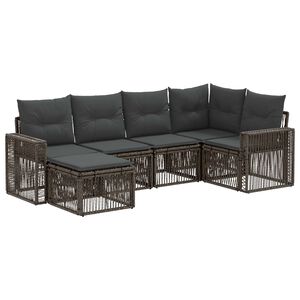 vidaXL Ensemble de canap&eacute; de jardin 6 pc Gris et Gris fonc&eacute; polyrotin