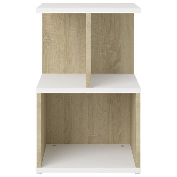 vidaXL Table de chevet 2pcs Blanc et chêne sonoma 35x35x55 cm
