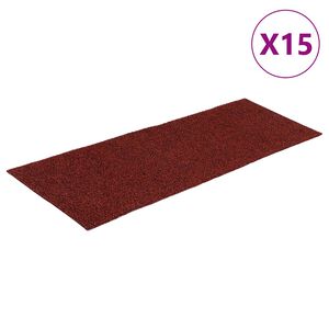 vidaXL Tapis d'escalier autocollants 15 pi&egrave;ces 60 x 25 cm Rouge bordeaux Rectangulaire