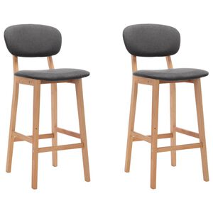 vidaXL Tabourets de bar lot de 2 gris fonc&eacute; tissu