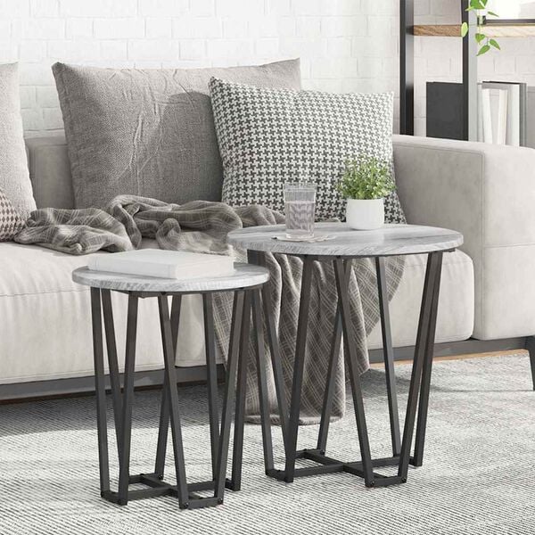 vidaXL Ensemble de tables d'appoint 2 pcs Gris Sonoma et noir