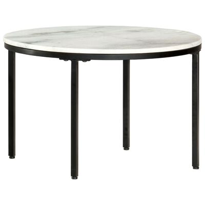 vidaXL Table basse Blanc et noir Ø65 cm Marbre solide véritable