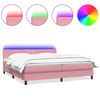 vidaXL Sommier &agrave; lattes de lit avec matelas et LED rose 200x210 cm velours