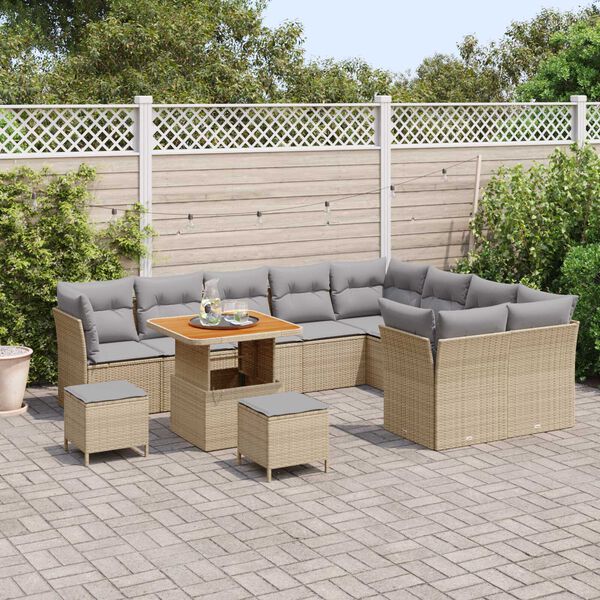 vidaXL Ensemble de canapé de jardin 12 pcs Beige polyrotin