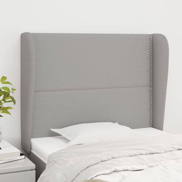 vidaXL T&ecirc;te de lit avec oreilles Gris clair 93x23x118/128 cm Tissu