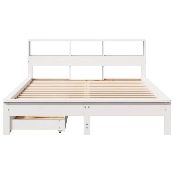 vidaXL Lit bibliothèque sans matelas blanc 150x200 cm bois pin massif