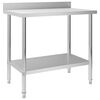 vidaXL Table de travail de cuisine avec dosseret 100x60x93 cm Inox