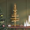 vidaXL Arbre de No&euml;l en bois Marron 90 cm Bois massif en pin