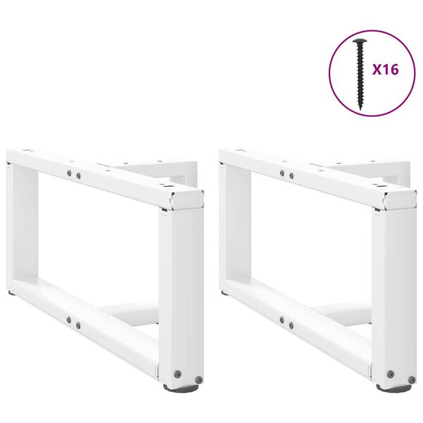 vidaXL Pieds de table basse en T, 2 pi&egrave;ces, blanc, 60 x 25 x (30-31) cm, acier