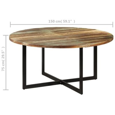 vidaXL Table à manger 150x75 cm Bois massif de récupération