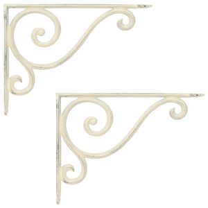 vidaXL Supports d'&eacute;tag&egrave;re murale 2 pc Blanc antique 12 x 14 x 3 cm