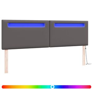vidaXL T&ecirc;te de lit LED Gris 180 cm Cuir synth&eacute;tique