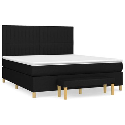 vidaXL Sommier à lattes de lit avec matelas Noir 180x200 cm Tissu