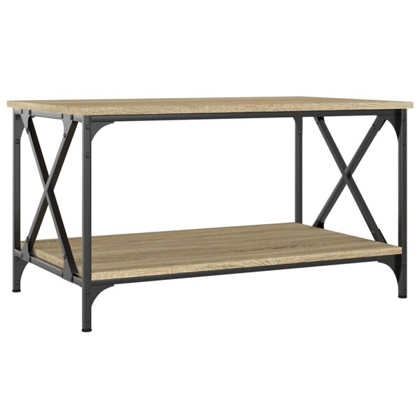 vidaXL Table basse Chêne sonoma 80x50x45 cm Bois d'ingénierie et fer