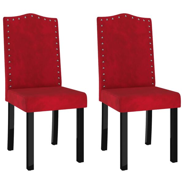 vidaXL Chaises &agrave; manger lot de 2 rouge bordeaux velours