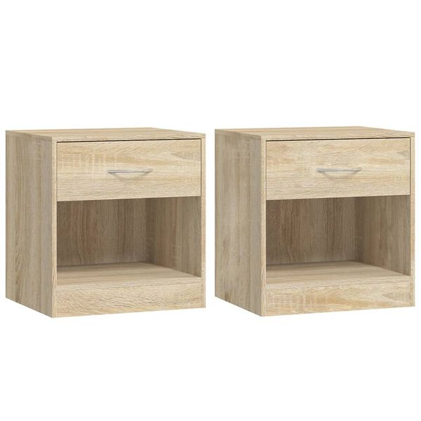 vidaXL Table de chevet 2 pcs avec tiroir Couleur de ch&ecirc;ne
