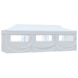 vidaXL Tente de r&eacute;ception escamotable avec 8 parois 3 x 9 m Blanc